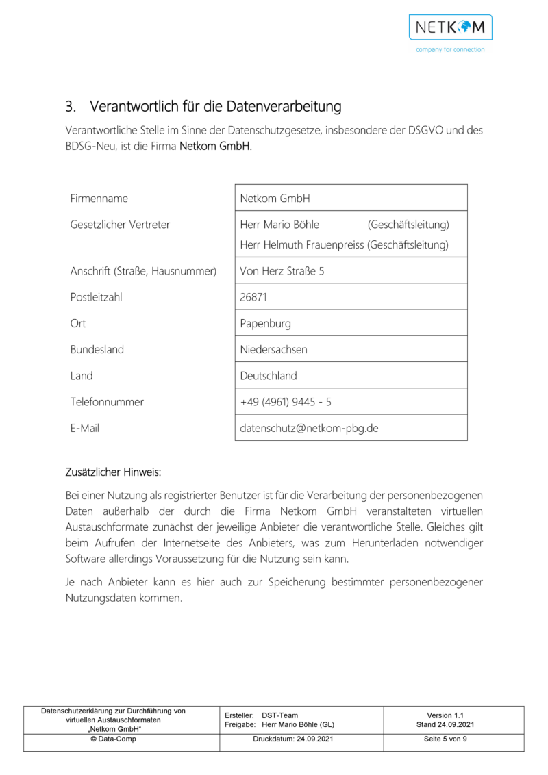 Datenschutzerklärung zur Durchführung von virtuellen Austauschformaten - Netkom GmbH-006